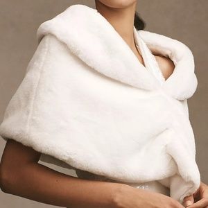 BHLDN Maxime Satin-Lined Faux Fur Wrap